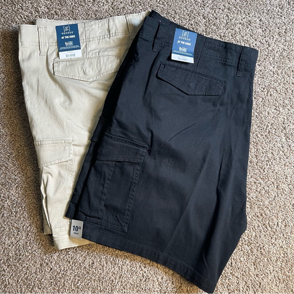 George NEW men’s cargo shorts 46 knee length Bermuda stretch casual utility golf